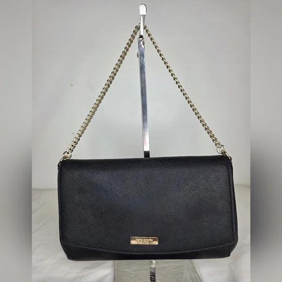 Kate Spade New York Black Shoulder Bag with Gold Chain – - Picture 1 of 15